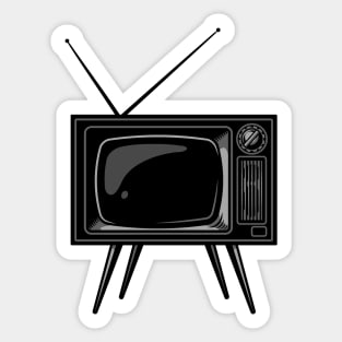 Black Retro TV Sticker